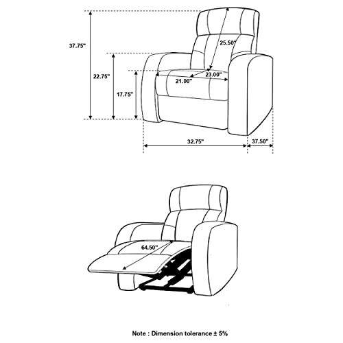 Coaster Furniture Cyrus Home Theater Upholstered Recliner Black 600001 #TOP7