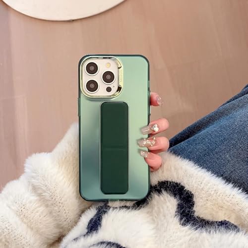 Coque iPhone 16 verte béquille intégrée pour stopper les chutes et faciliter la recharge