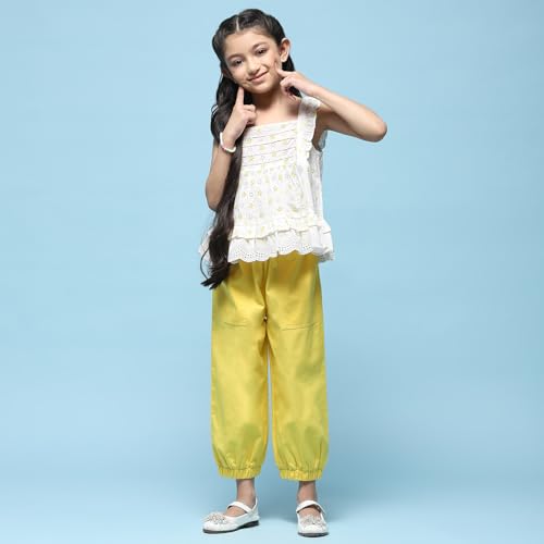 Image of BIBA Girl Cotton Blend Straight Solid Pants