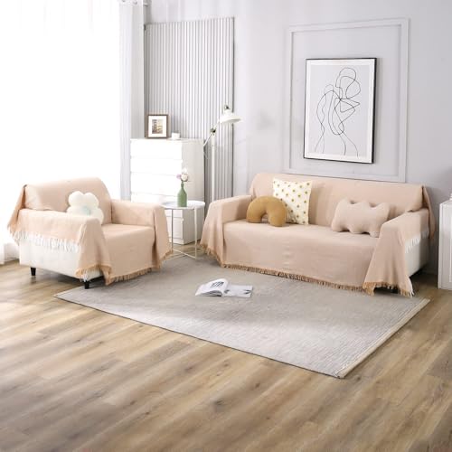 Image of HOKIPO Polyster Cotton Sofa Couch Slipcover 3 Seater, 180 (D) x 300 (L) cm (NEW-AR-4641-N3)