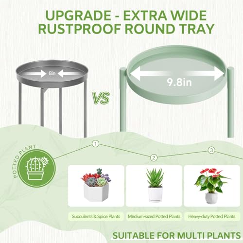 Image of iDavosic.ly 6 Tier Large Plant Stand Indoor, 10 Inch Wide Tall Corner Metal Plant Stands Outdoor for Multiple Plants, Folding Tiered Flower Display Holder Rack Shelf, Light Green