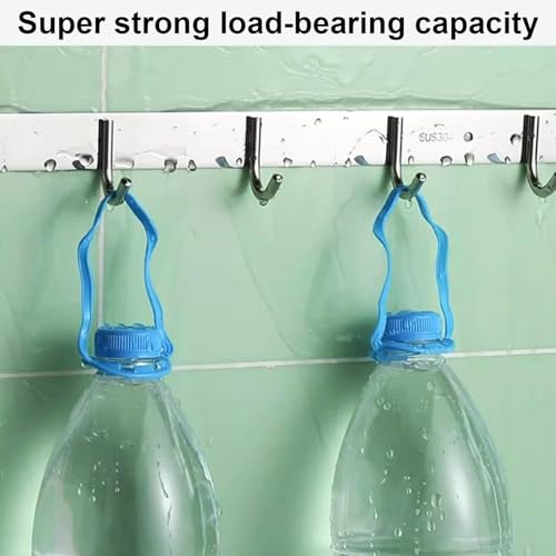 2 Stück Hakenleiste Küche, Garderobenhaken aus 304-Edelstahl, Garderobenleiste mit 6 Haken, Problemlose Installation Kleiderhaken Wand, Kleiderhaken für Küche, Badezimmer, Wohnzimmer, Flur (31cm)