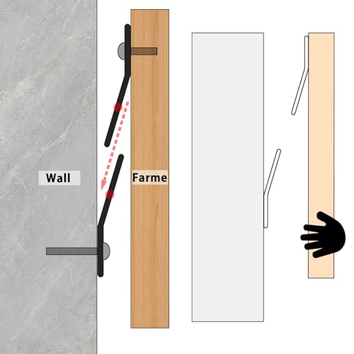 Image of French Cleat Hanger 12 Inch - 6 Pairs, Z Bar Hanger Supports 60 Lbs, Interlocking Wall Mounting Bracket Hardware Kit for Hanging Mirrors, Picture, Shelf, Whiteboard, Art, Frames