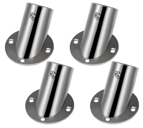 Soporte for riel de armario, soporte brida, 4 piezas, base ángulo biselado, soportes for asta bandera, colgante, zócalo for estante