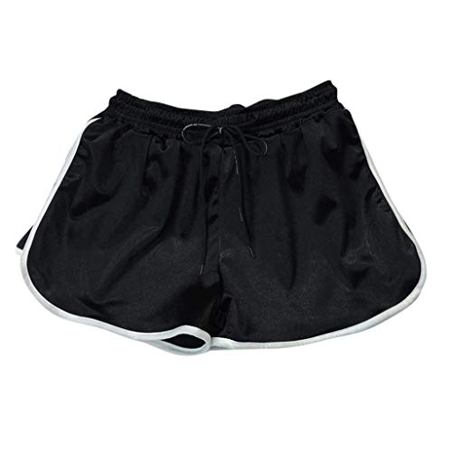 Workout Shorts for Women,Yoga Gym Sport Shorts Workout Running Short Pants for Women No Drawstring Solid Color Dolphin Shorts Black