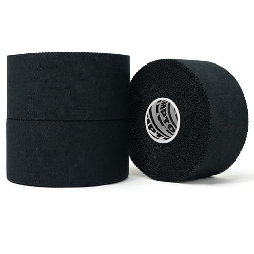 Hampton Adams Black Athletic Tape - 45Ft Per Roll No Sticky Residue & Easytear Technology for Sports Athletes, Trainers First Aid Injury Wrap: Fingers Ankles Wrist 1.5 Inch X 15 Yards (3-Pack)
