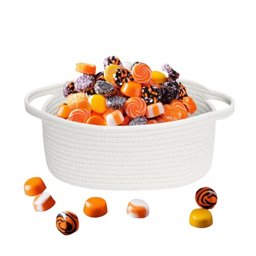Cesta De Cuerda De Algodón,Cesta De Cuerda De Algodón Para Bebé | Organizador Multifunción Para Acción De Gracias, Halloween Navidad - Para Cajones De Noche De Baño Dormitorio