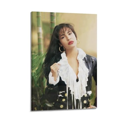 SAHEAWEBWBAE Selena Quintanilla Pósteres estéticos para pared, lienzo, vintage, pintura decorativa para sala de estar, dormitorio, decoración de 20 x 30 pulgadas (50 x 75 cm), estilo marco