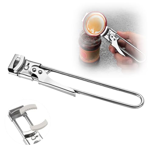 Apriscatole in acciaio inox, apriscatole, apriscatole, apriscatole, coperchio apribottiglie per bicchieri a vite, design antiscivolo, per tutti i tipi di lattine e bottiglie