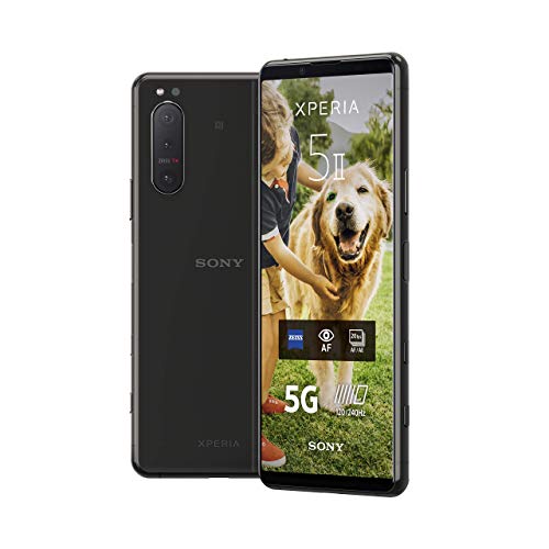Sony Xperia 5 II 5G Smartphone (15,5 cm (6.1 Zoll) 21:9 CinemaWide FHD+ HDR OLED-Display, Dreifach-Kamera-System, 3,5-mm-Audio-Anschluss, Android 10, SIM Free, 8 GB RAM, 128 GB Speicher) Schwarz