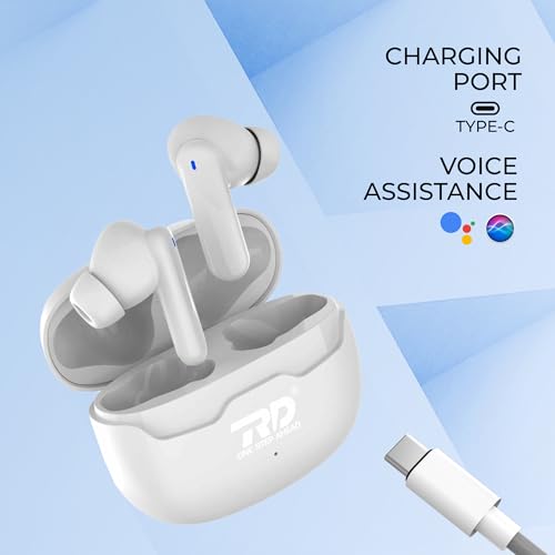 Image of RD WS-80 ZENIC Wireless in Ear Earbuds 15mm Drivers, 62 Hours Playtime, Upto 75ms Low Latency for Gaming, IPX5, Bluetooth 5.3, ENC Noise Cancellation, Smooth Touch Controls White