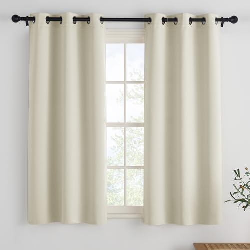 PONY DANCE Décoration de Fenêtre Occultant, Paire de Rideaux Court a Oeillets pour Petites Fenêtres Maison Cuisine Lumières Bloquer pour Chambre, L90 x H120 cm,...