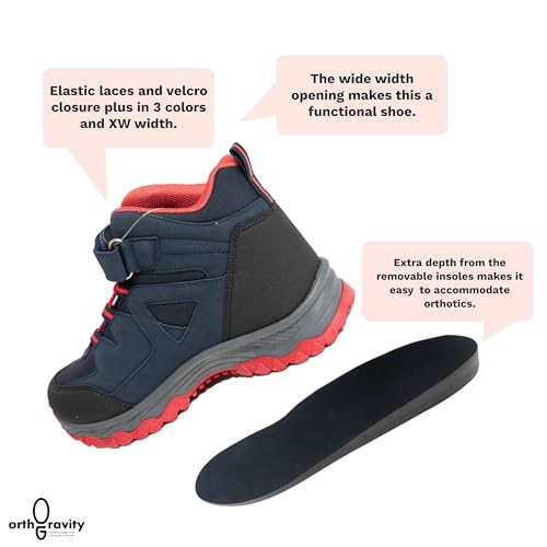 Orthopedic StrideCare 360 Kids High Top Sneakers, Wide Opening, Removable Inserts3