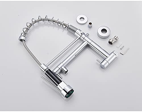 Robinet de cuisine à ressort au design farmhouse brossé et chrome