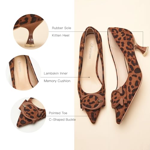 C.Paravano Women's Low Heel Leopard Pumps: Kitten Heel Pointed Toe Shoes for Brunches, Anniversary Dinners & Special Occasions(Leopard,Size 5.5)3