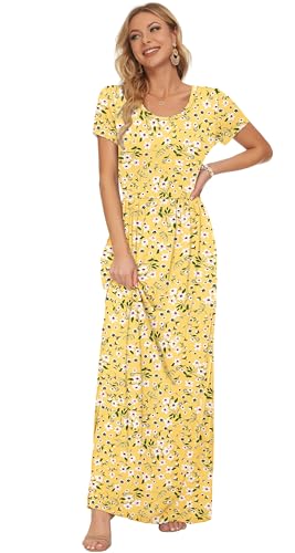 Image of AUSELILY Women's Classic Short Sleeve Loose Plain Casual Long Maxi Dresses for Women 2026