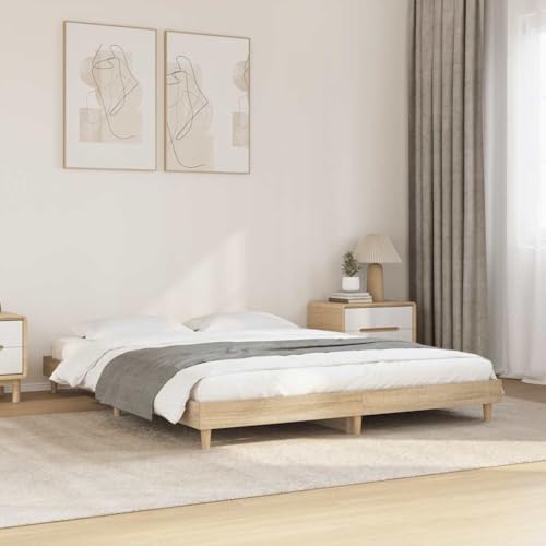 vidaXL Bettgestell Sonoma-Eiche 140x200 cm Holzwerkstoff