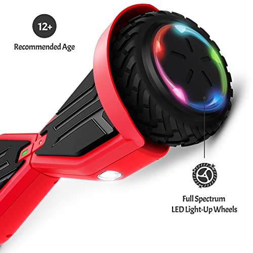Jetson Hoverboard - Spin Hoverboard With Off-Road All-Terrain Wheels - Hoverboard With Light Up Led Headlights And Wheels - Heavy Duty Self-Balancing Smart Hoverboard (Red) #TOP1