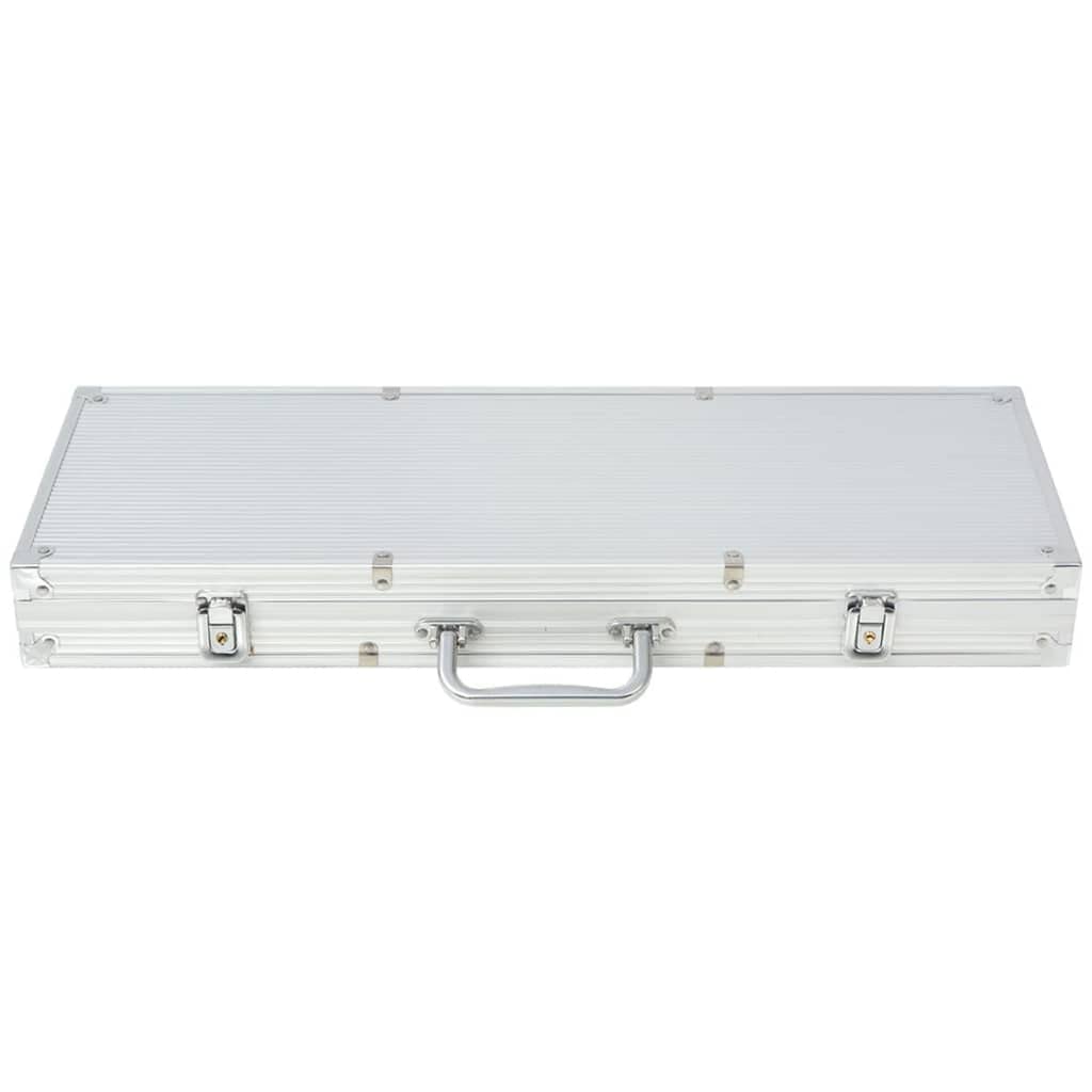Mangloder - Set da poker con 500 chip laser, valigetta in alluminio con pulsante Dealer, dadi, mazzi di carte per torneo, Texas Holdem, Blackjack, Roulette, feste, gioco di società, serate in famiglia
