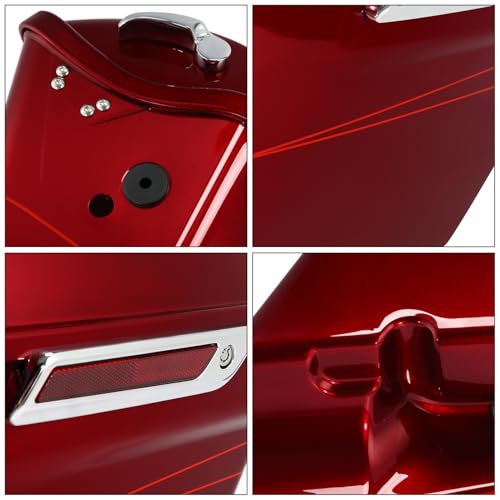 HR3 Velocity Red Sunglo (Pinstripe) 4" Stretched Hard Saddlebag Compatible with 2017 Road Glide Special Street Glide Special (Replace for OEM) Fit for 2014-2023 Harley Touring Models miniatura 5