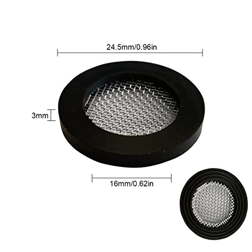 Packung mit 8 Gummischeiben, Dichtung mit Sieb, 24,5 x 16 mm Ø für 3/4-Zulaufschlauch-Gewindeanschluss