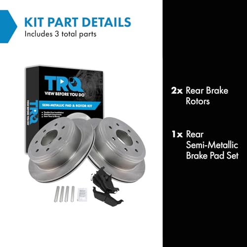 Image of TRQ Rear Brake Pad and Rotor Set Semi Metallic Rotors Compatible with 2004-2011 Ford F-150