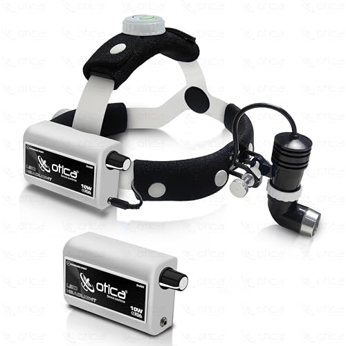 Image of OTICA 10W ENT Surgical LED Headlight High-Intensity Medical Headlamp for Doctors Hospital Dental Portable Rechargeable Headlight (Brightness, Spot Size Control + Dual Detachable Battery) - White