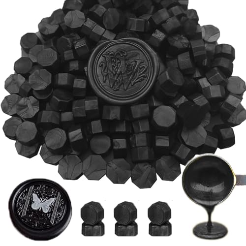 ANBOSE Octagon Sealing Wax Beads - 500 Pieces for Wax Seal Stamp Making Seals (Black), medium