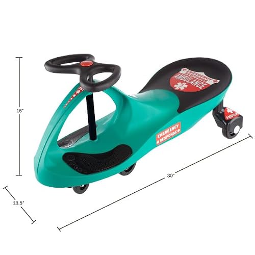 Ambulance Wiggle Car Ride On Toy ? No Batteries, Gears or Pedals ? Twist, Swivel, Go ? Outdoor Ride Ons for Kids 3 Years and Up by Lil? Rider (Green) - Thumbnail 4