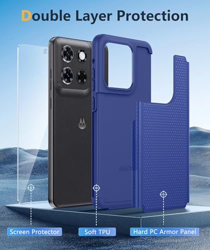 Image of FNTCASE for Moto G Stylus 2026 /2025 Case: Motorola G Stylus 2025 Case 14FT Military Grade Drop Protection with Screen Protector Shockproof Non-Slip Matte Dual Layer Phone Cover - 6.7 inch (Navy Blue)