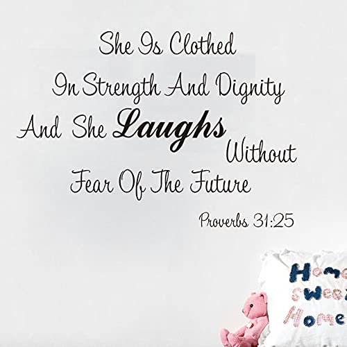 Summerjokes She Is Clothed In Strength And Dignity And She Laughs Without Fear Of The Future Inspiring Funny Wall Sticker Decal Vinyl Sticker, Prayer Faith Family Living Room Dining Bedroom Cafe Library Art Wall Decoration #TOP2