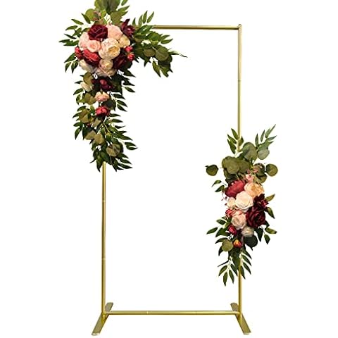 CHUN QIANG CAI DESIGN Aluminum Wedding Arch Backdrop Stand 6.6x3.3 FT Gold Square Balloon Arch Frame for Wedding, Birthday Party, Baby Shower Ceremony Decoration Cover