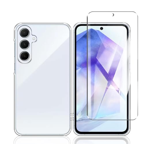 Galaxy A55 5G フィルム+Galaxy A55 5G ケース【日本製-硬度9H】ギャラクシー A55 保護フィルム 耐指紋 撥油性 反射低減 飛散防止処理 SC-53E SCG27 用の ケース 耐衝撃薄型カバー 滑り止め 着脱簡単(1枚ガラス