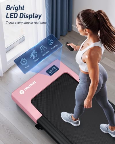 Image of DeerRun Under Desk Walking Pad Treadmill for Home Office & Small Spaces, 6% Manual Incline, 0.6-3.8 MPH Walking Speed, 2.5 HP, 300 lb Capacity, App & Remote Control