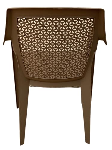 Image of SkyGlamour Cello Sonet Matt Finish Plastic Armchair | Mid Size Plastic Chair for Living Room, Home, Garden Indoor and Outdoor use |Bearing Capacity up to 120 Kg (Colour: Rattan Beige; Set of 2)