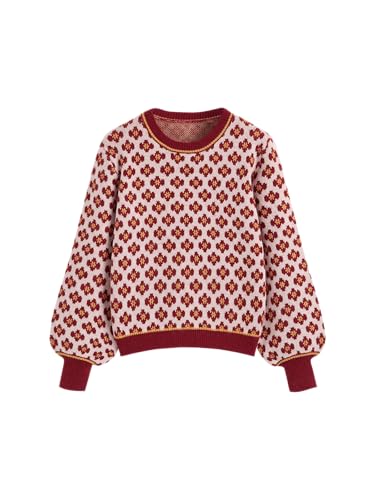 CIDER Women Sweaters Floral Crew Neck Long Sleeve Pullover Sweater Trendy Casual Fall Outfits