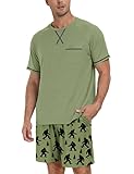 Marvmys Mens Pajamas Set Sleepwear Soft Comfy Short Sleeve Cotton Loungewear Men Pj Set Short Sleeve Pjs Army...
