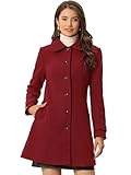 La taille du modèle est XS Allegra K Femmes Manteau Long Hiver Col Claudine Rouge uni M