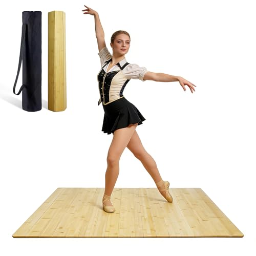 LZALMMS Tap Dance Floor for Any Surface 48x38.5 Bamboo Portable Non-Slip Practice Surface with Storage Bag Noise Reduction for Home & Studio Use