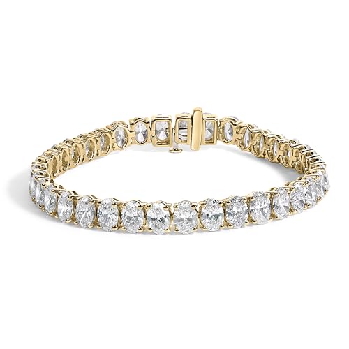 IGI Certified 14K Yellow Gold 18 1/2 Cttw Oval Cut Lab Grown Diamond Tennis Bracelet