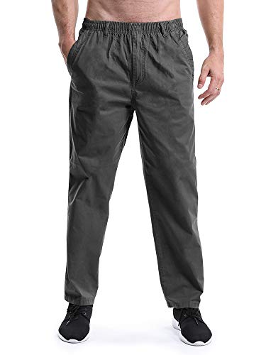 Men's Lightweight Casual Pants Elastic Waist Pull On Work Travel, Teen Boys Husky Pants Grey Tag 3XL - US 38