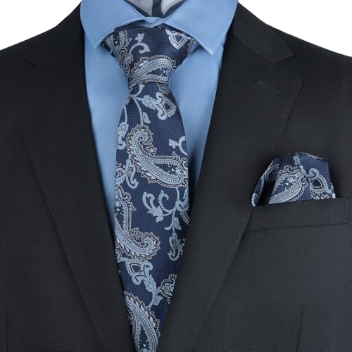 Image of Alizeal Mens 3 Pcs Long Sleeve Shirts Set | Pocket Square Necktie Perfect for Weddings Business Daily Wear