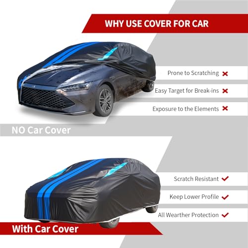 Image of Car Covers for Automobiles, 6 Layers Car Cover Waterproof All Weather, Outdoor Car Cover Sun UV Rain Snow Wind Protection, Full Exterior Cover Fit for 181 inch(181 * 73 * 65 inch) SUV