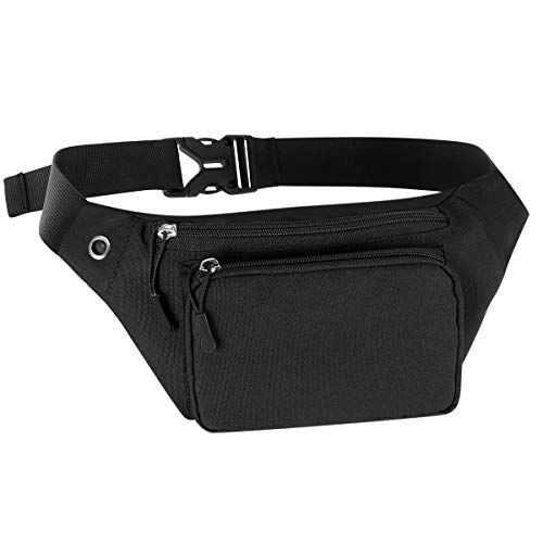 KAMO Pochonete, bolsa de cintura, mochila tiracolo resistente à água de poliéster durável pequena bolsa de cintura, Pure Balck, Small