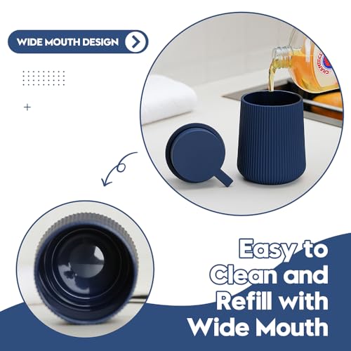Image of YAUKPH Striped Liquid Hand Soap Dispenser with Leak-Proof Pump for Bathroom and Kitchen Countertop 11oz Navy Blue