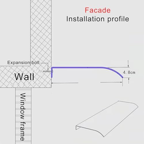 Polycarte Outdoor Canopy - Transparent Invisible Rain Shelter for Porch, Curved Window Awning, UV Protection Canopy for Garden, Patio, Sun & Rain Shield