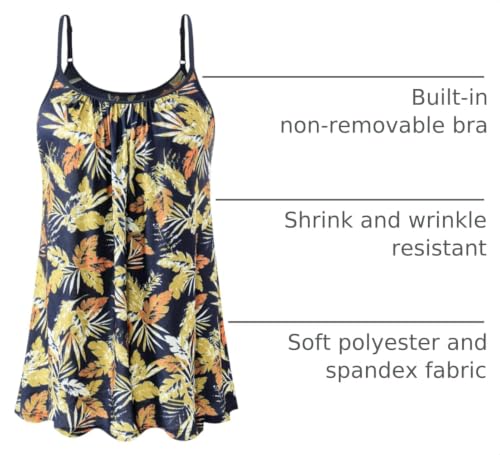 Image of Air Curvey Camisole for Women Bulid in Bra Casual Flowy Cami Adjustable Spaghetti Strap Tank Top Pleated Loose Fit S-XXXXL