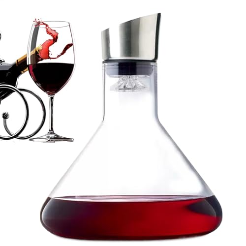 Revella Crystal Wine Decanter, Clear Red Wine Carafe Decanter with Built-in Aerator & Stainless Steel Filter, 1500ml Red Wine Decanter | Wine Accessories Present