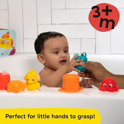 Image of Baby Einstein Ocean Explorers Opus Bath Pals 11-Piece Gift Set, Waterproof Bath Book, Bath Cups, Animal Shape Bath Toys for Baby and Toddler, Ages 3 Months and Up