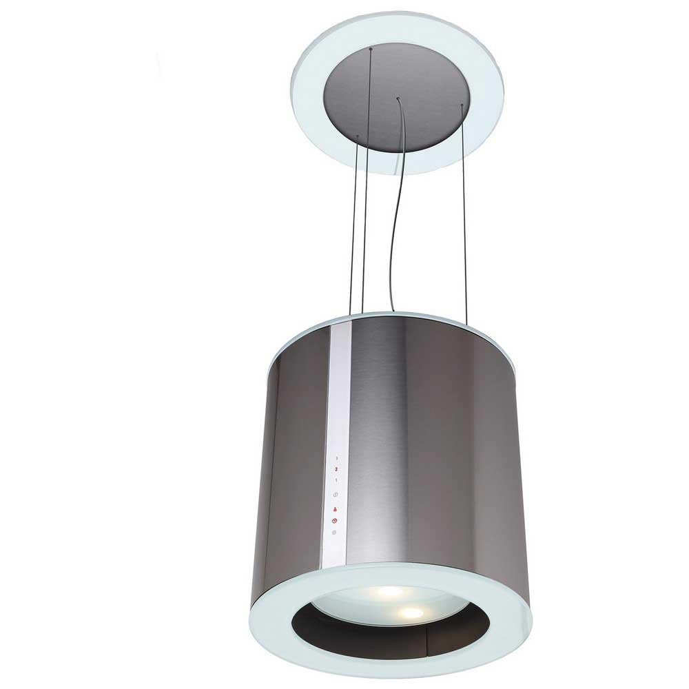 Cata Campana Extractora ISLA MOON, 3 Velocidades, Panel Control Táctil, Capacidad Extracción 645m3/h, Motor BT2 Extra Silencioso, LED, Fácil Instalación, Filtros Incluidos, Acabo Inox y Cristal Blanco